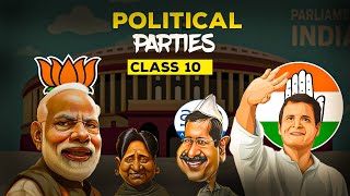 Political Parties class 10 full chapter Animation  Class 10 Civics Chapter 4 in One shot [upl. by Rankin]