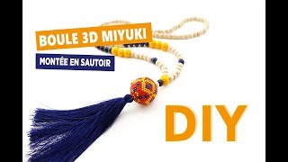 Comment réaliser une boule en perles Miyuki montée en sautoir [upl. by Refenej]