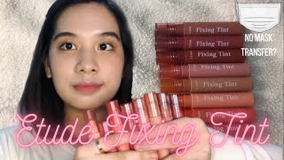 Etude Fixing Tint ALL SHADES  Swatch and Review  WORTH IT OR SKIP IT [upl. by Accebber]