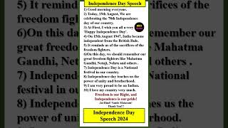 Independence day speech  Independence day speech in English  Independence day speech 2024 [upl. by Kcirde615]