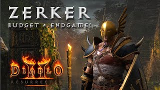 Mighty Zerker Barb  Budget Build amp Endgame Diablo 2 Resurrected Character Guide [upl. by Ogilvy]