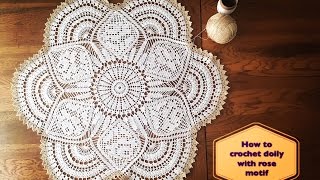 CC How to crochet doily with rose motif Part 1 of 4 [upl. by Wessling]