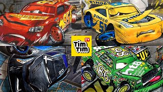 Compilation CARS 3 McQueen Crash Jackson Storm Cruz Chick Hicks Drawing Coloring Pages Tim Tim TV [upl. by Narud]