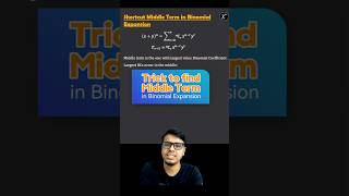 Fastest way to find Middle Term in Binomial Expansion  Binomial Theorem [upl. by Ezequiel]