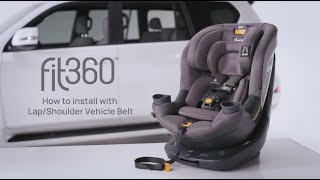 Chicco Fit360 ClearTex Rotating Convertible Car Seat  Installing with the LapShoulder Vehicle belt [upl. by Ahusoj]