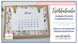 ⚓️Tischkalender passend für Briefumschlag  SchrittfürSchritt Anleitung Kreative Tage Stampin Up [upl. by Atidnan708]