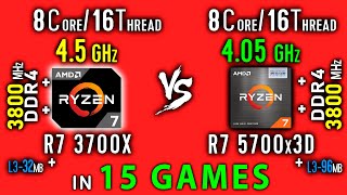 Ryzen 7 3700x vs Ryzen 7 5700x3D Test in 15 Games or R7 5700x3D vs R7 3800x [upl. by Nyllaf378]