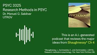 Shaughnessy  Research methods in psychology  Dr Saldivar  Chapter 4 [upl. by Edlun997]