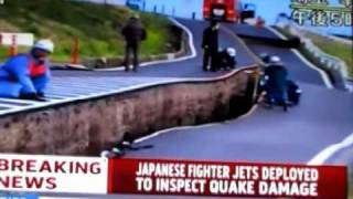 Amazing Japan earthquake splits road in half [upl. by Ahseekat950]