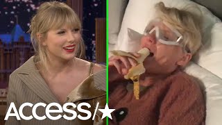 Taylor Swift Cries Over A Banana In PostSurgery Video And Its So Funny [upl. by Karwan934]