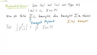 16 Konvergenzkriterien für Reihen  Majorantenkriterium [upl. by Lipps342]