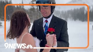 115 Couples Get Married in Mountaintop Ceremony at Loveland Ski Area [upl. by Jakob973]