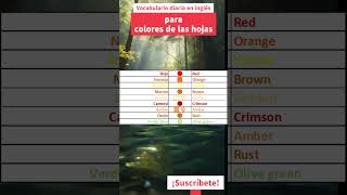 Vocabulario en inglés para los colores de las hojas 🍁  Aprende palabras clave del otoño ingles [upl. by Jos]