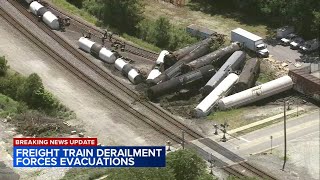 Cleanup underway after Matteson train derailment no danger to public [upl. by Silvie]