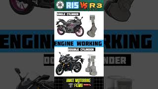 Single cylinder vs double cylinder engine working yamaha r15v4 r3 r15v3 youtubeshorts shorts [upl. by Vharat]