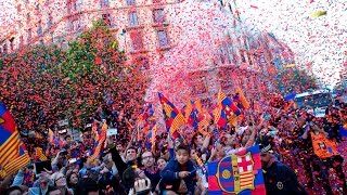 FC Barcelona  La rúa y la fiesta de los campeones 2015 [upl. by Weisburgh]