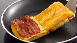 BREAKFAST EGG SANDWICH HACK  Crispy One Pan Egg Toast [upl. by Noelc]