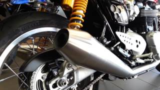 2016 Thruxton R stock exhaust at Lloyd Chapman Motorcycles [upl. by Baruch]