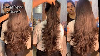 Long layer haircut tutorial  how to maintain length in long hair  layers haircut [upl. by Atiuqrahs159]