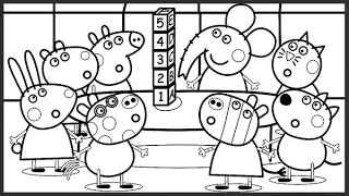 Peppa Pig Friends Plays Games Kids Fun Art Activities Coloring Book Pages with Colored Markers [upl. by Novonod514]