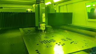 LVDs Electra 10kW fiber laser cutting 3 mm mild steel [upl. by Yankee]