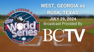 DBB WORLD SERIES FIELD 1 WEST GEORGIA VS RUSK TEXAS [upl. by Heilman]