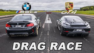 BMW M2 CS vs Porsche Cayman GT4  DRAG RACE  Daniel Abt [upl. by Joshi872]