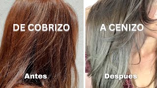 COMO ELIMINO REFLEJOS ROJIZOS Decoloración con shampoo LAVADO DE COLOR de cabello rojizo a cenizo [upl. by Hselin]