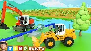 Wheel Loader amp Construction Trucks for Kids  Farm Water System Construction for Children [upl. by Llohcin]