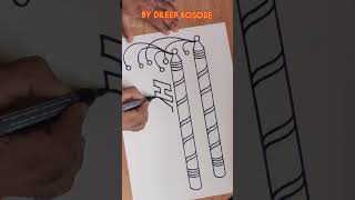 Navratri Drawing  Dandiya Drawing  Garba Drawing  How to Draw Easy Dandiya [upl. by Dearr253]