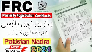 Nadra Family Registration Certificate latest fee from FRC Fr [upl. by Kalk641]