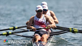 US mens four boat beats out Australia to advance to final  Paris Olympics  NBC Sports [upl. by Sigismund478]