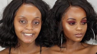 FALL Cranberry Makeup Tutorial  Makeup For Black Women WOC Makeup [upl. by Cocks]