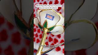 the three petal flower 24K dipped gold rose with national flag model customization 🌹jewelry [upl. by Eemiaj]