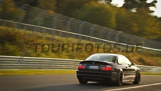 Nordschleife BMW E46 M3 chasing Porsche 997 261014 Touristenfahrten almost crash Nissan [upl. by Hebe]