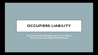 Topic 12 Occupiers Liability 20220603 0037 1 [upl. by Notterb]