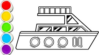 Yacht Easy and Beautiful drawing easy with colours [upl. by Eidarb841]