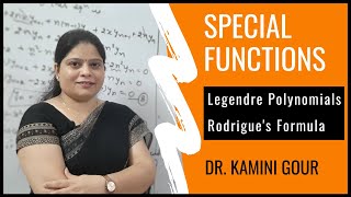 Rodrigues Formula of Legendre Polynomials  Special Functions in Hindi by Dr Kamini Gour [upl. by Cardie]