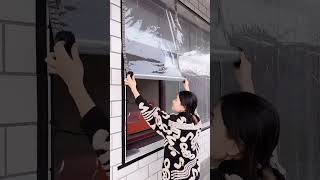 Winter window sealing and thermal insulation filmyoutubeshorts viralvideo [upl. by Luy348]