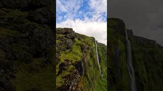 Diving down a massive waterfall in Iceland waterfall drone gopro nature fpvdrone iceland [upl. by Carman]