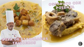 SOPA DE ESPÁRRAGOS  OSSOBUCO con polenta  Cocina Abierta de Karlos Arguiñano [upl. by Tlevesor]