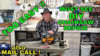 Poulan Pro Chainsaw Sitting Up No Start PP4218 Easy Repair also Mail Call at the End [upl. by Yannodrahc]