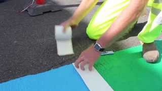 Cold plastic application with preformed thermoplastic road marking [upl. by Paulie]