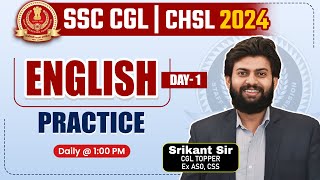 Complete English Practice Class Day 01 by Srikant Sir  English Practice Mock test for SSC CGL [upl. by Netsirhk]