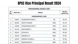 BPSC Vice Principal Result 2024  Cut Off Marks Merit List [upl. by Aicemed]