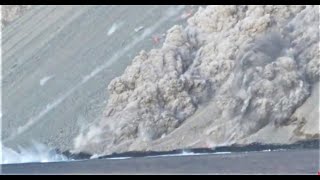 Pyroclastic flow into ocean Batutara Volcano Indonesia [upl. by Ainaled]