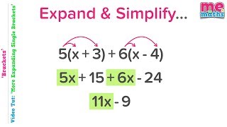 Expanding amp Simplifying Single Brackets  Tutorial  Revision [upl. by Baseler801]