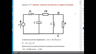 Exercice 1  1ère méthode  théorème de Thévenin en régime sinusoïdale impédance complexe [upl. by Dario105]