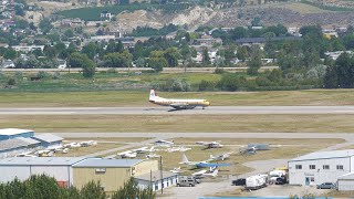 Lockheed Electra Air Tanker 481 backtracking and taking off from Penticton Airport YYF 🇨🇦 [upl. by Kapor]