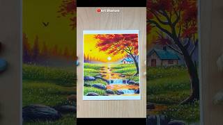 Autumn Nature Scenery Painting 🌱🔆🌅 shorts creative relaxing [upl. by Noell738]